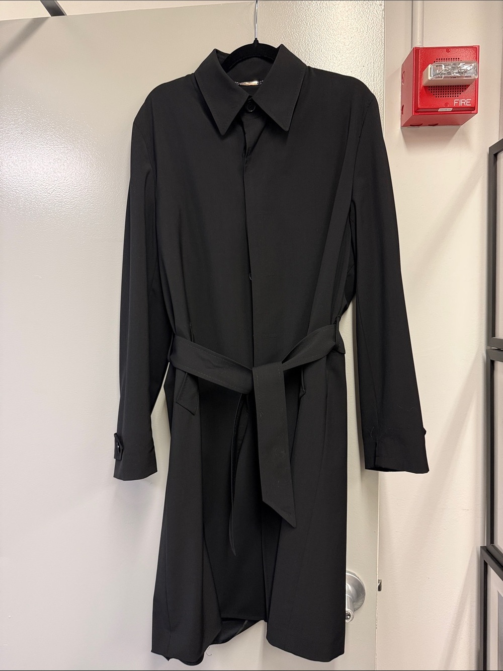 Dolce & Gabbana Black Men's Trench Coat with Waist Tie